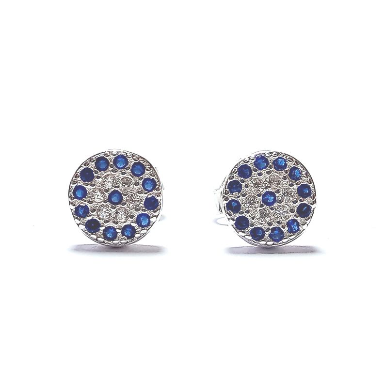 Aros Ojo Turco Circón 8mm Plata Fina 925-0