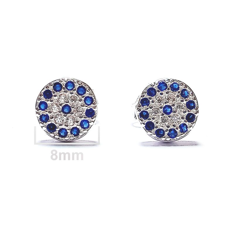 Aros Ojo Turco Circón 8mm Plata Fina 925-1