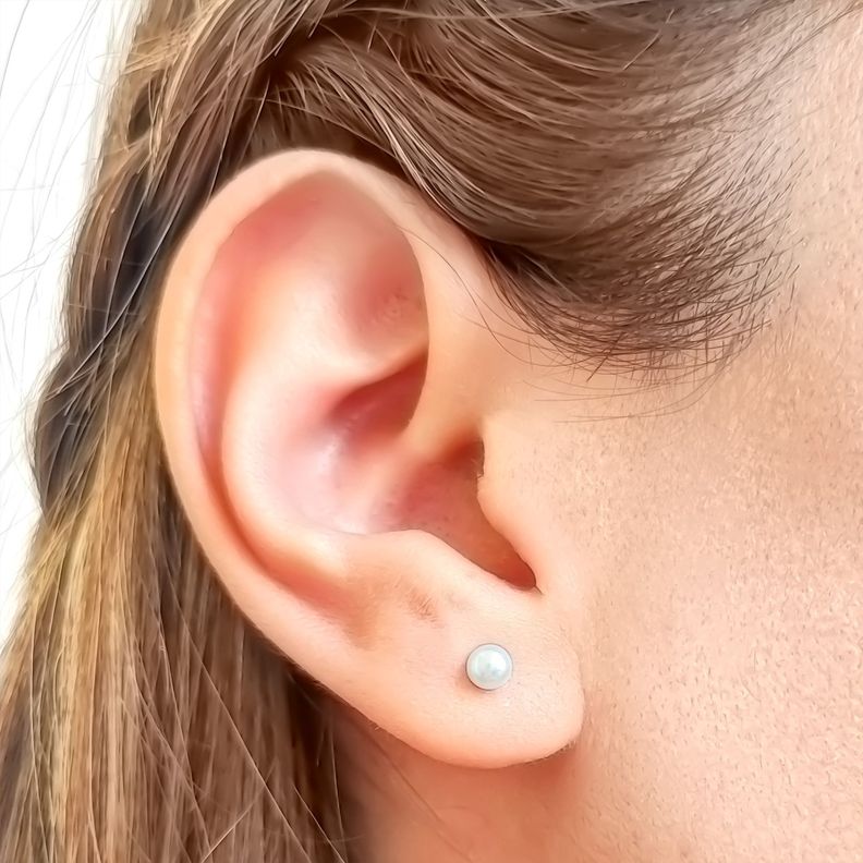 Aros Abridores Bebé Perla Sintética 4mm Laminado Oro 18K-1