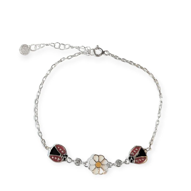 Pulsera Chinita Margarita Circón Plata Fina 925-0