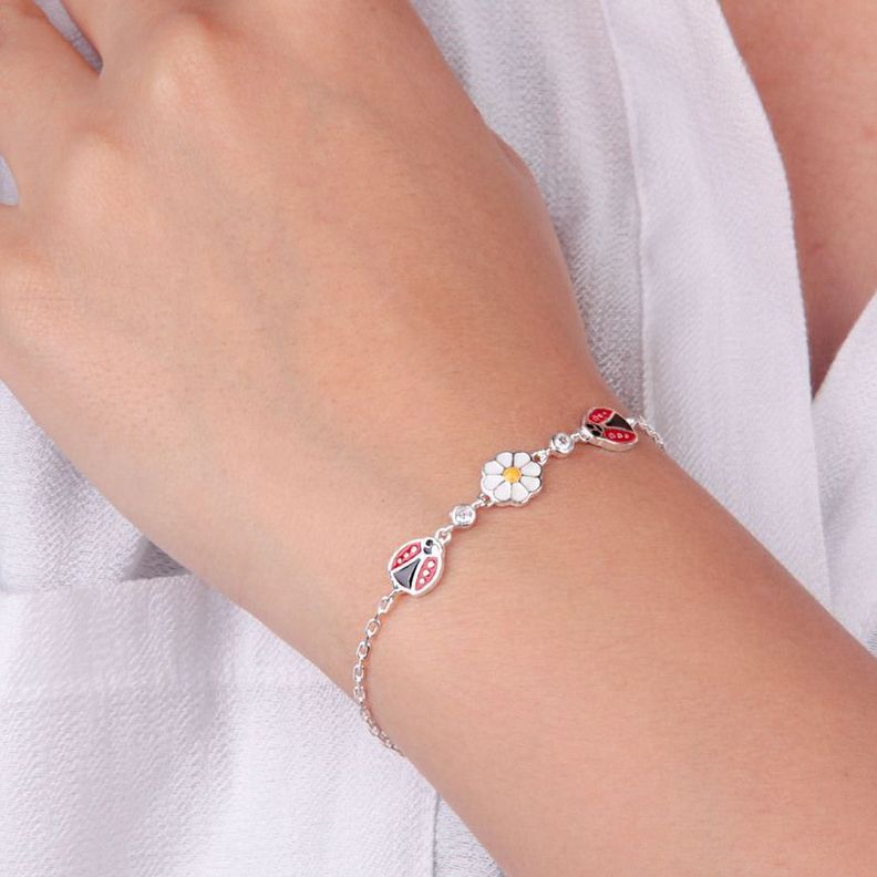 Pulsera Chinita Margarita Circón Plata Fina 925-2