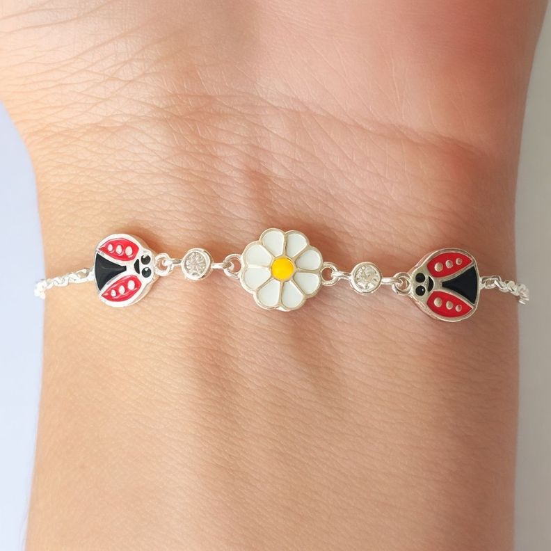 Pulsera Chinita Margarita Circón Plata Fina 925-3