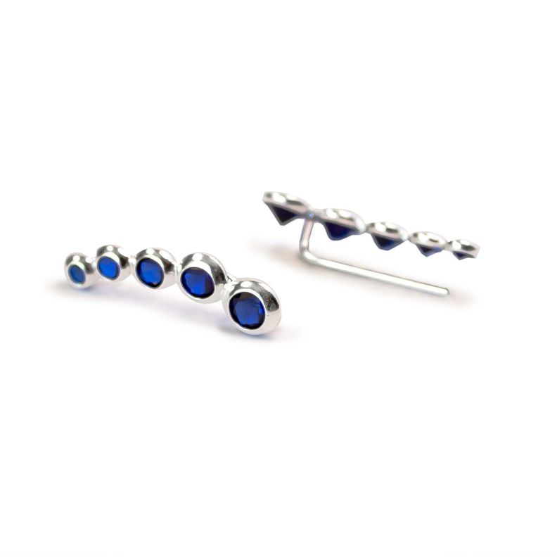 Aros Trepadores Circón Azul Plata Fina 925-0