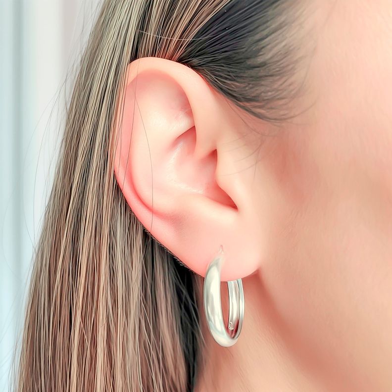 Aros Argolla Bisagra 23mm Plata Fina 925-3