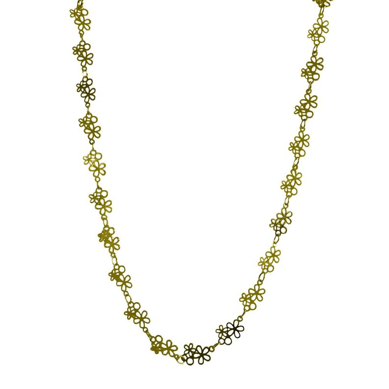 Collar Choker Doble Flor Calada Enchapado Oro 18K-0