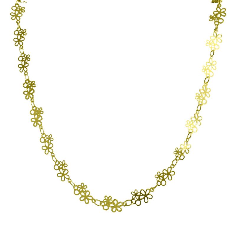 Collar Choker Doble Flor Calada Enchapado Oro 18K-2
