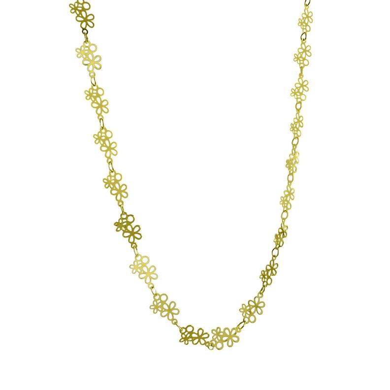 Collar Choker Doble Flor Calada Enchapado Oro 18K-3