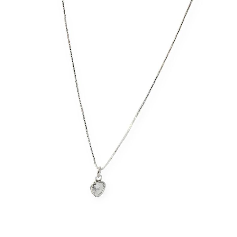 Collar Corazón Punto De Luz Plata Fina 925-1