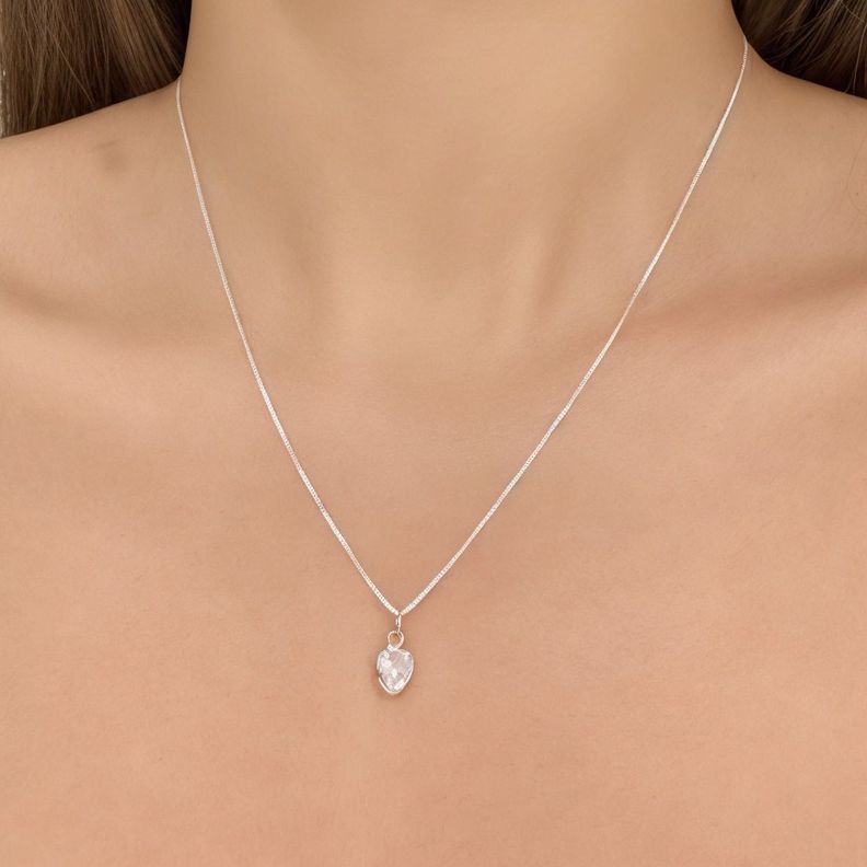 Collar Corazón Punto De Luz Plata Fina 925-2