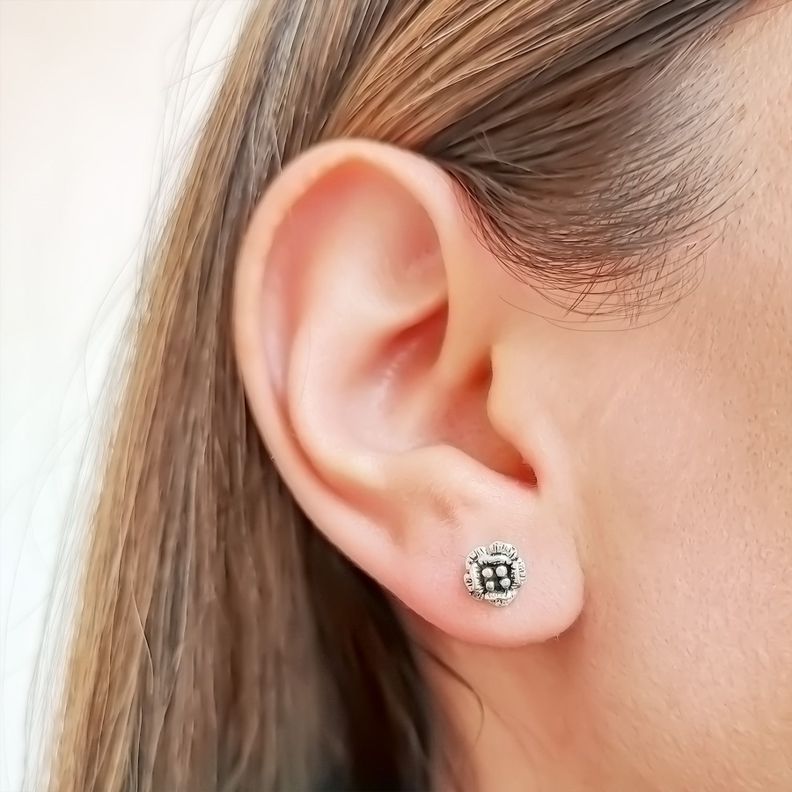 Aros Rosa Pistilo Plata Fina 925-2