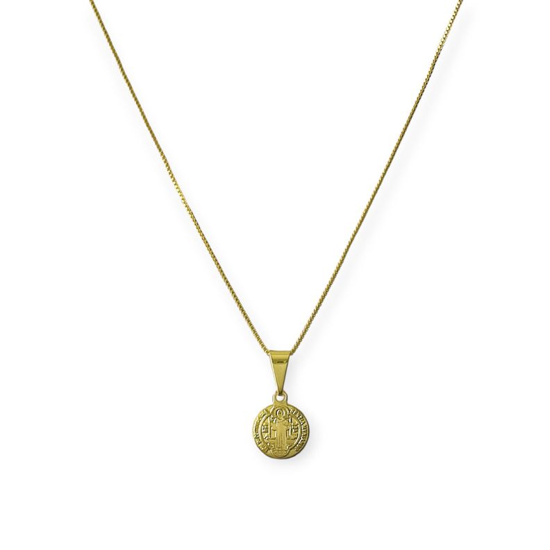Collar Medalla San Benito Veneciana Enchapado Oro 18K