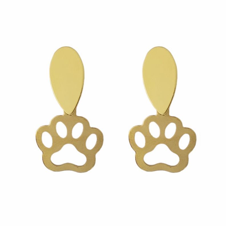 Aros Huella Colgante Tope Enchapado Oro 18K