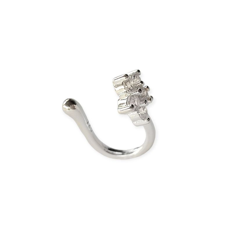 Aro Ear Cuff Roseta Circón Blanco Plata Fina 925-1