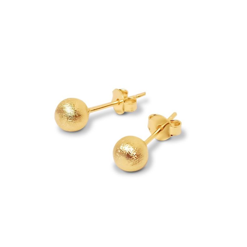 Aros Bola Satinada Enchapado Oro 18K-0