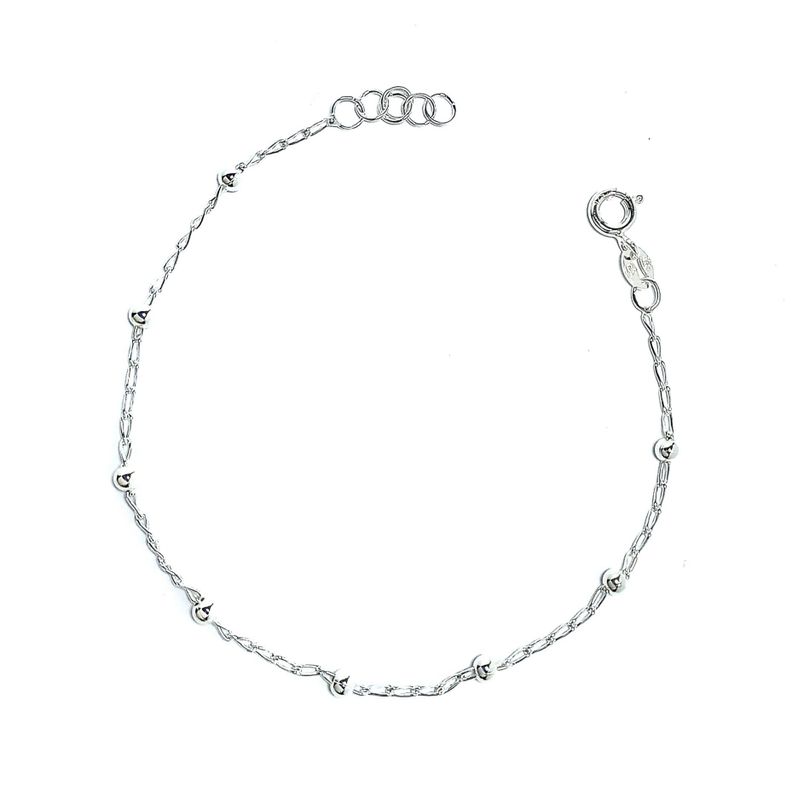 Pulsera Bolas Cadena Eslabón Plata Fina 925-0