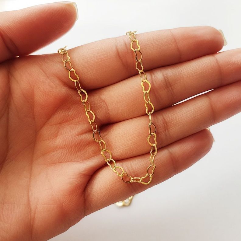 Cadena Corazones Finos Enchapado Oro 18K-2