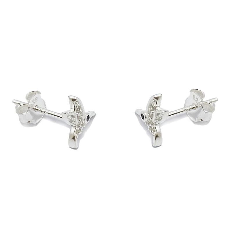 Aros Colibrí Circón Blanco Plata Fina 925-1