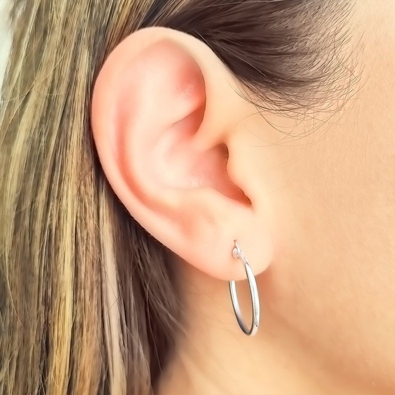 Aros Argolla Broche 20mm Plata Fina 925-1