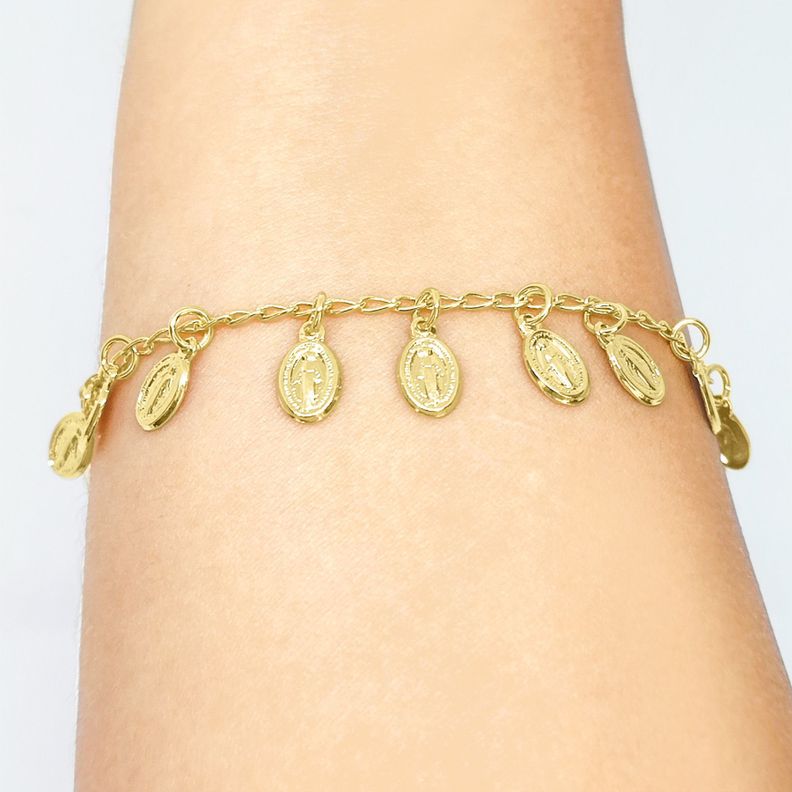 Pulsera Virgen De Los Rayos Enchapado Oro 18 K-2