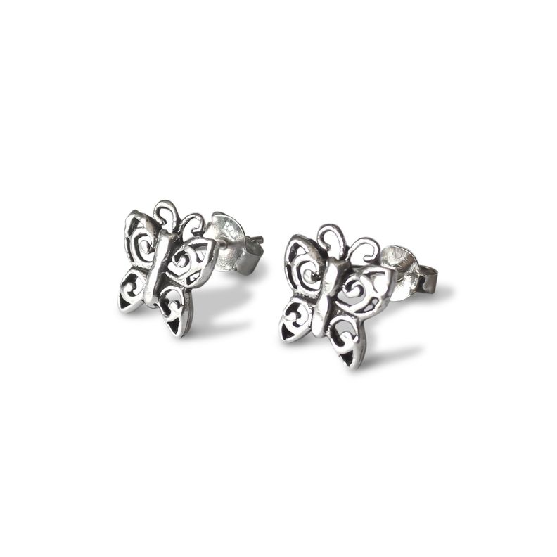 Aros Mariposa Calada Plata Fina 925