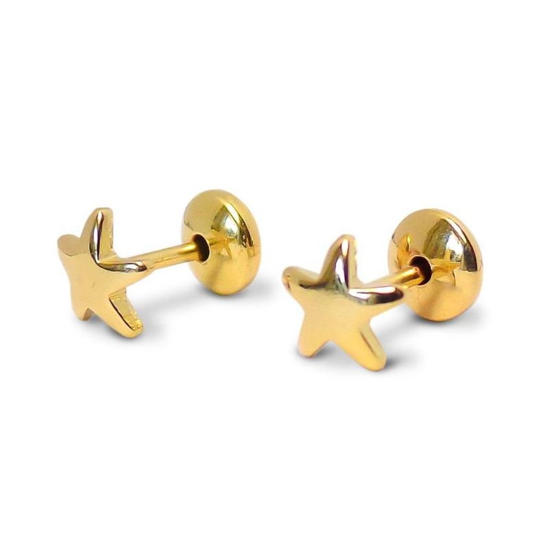 Aros Bebé Estrella 5mm Enchapado Oro 18K-0