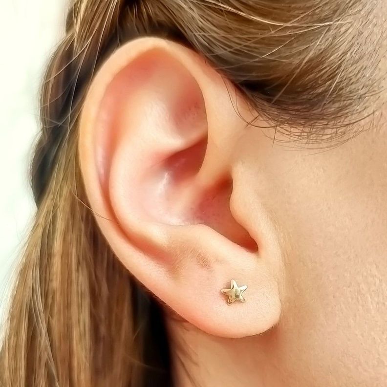 Aros Bebé Estrella 5mm Enchapado Oro 18K-2