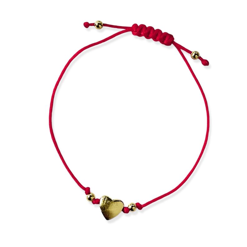 Pulsera Corazón Satinado Enchapado Oro 18K Ajustable-0