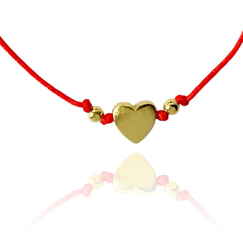 Pulsera Corazón Satinado Enchapado Oro 18K Ajustable-1