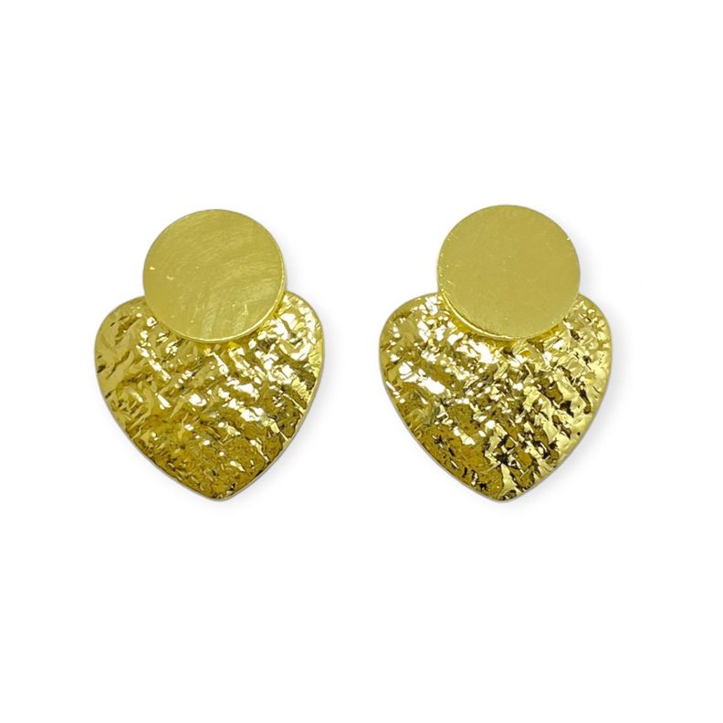 Aros Madison Corazón Martillado Enchapado Oro 18K-0