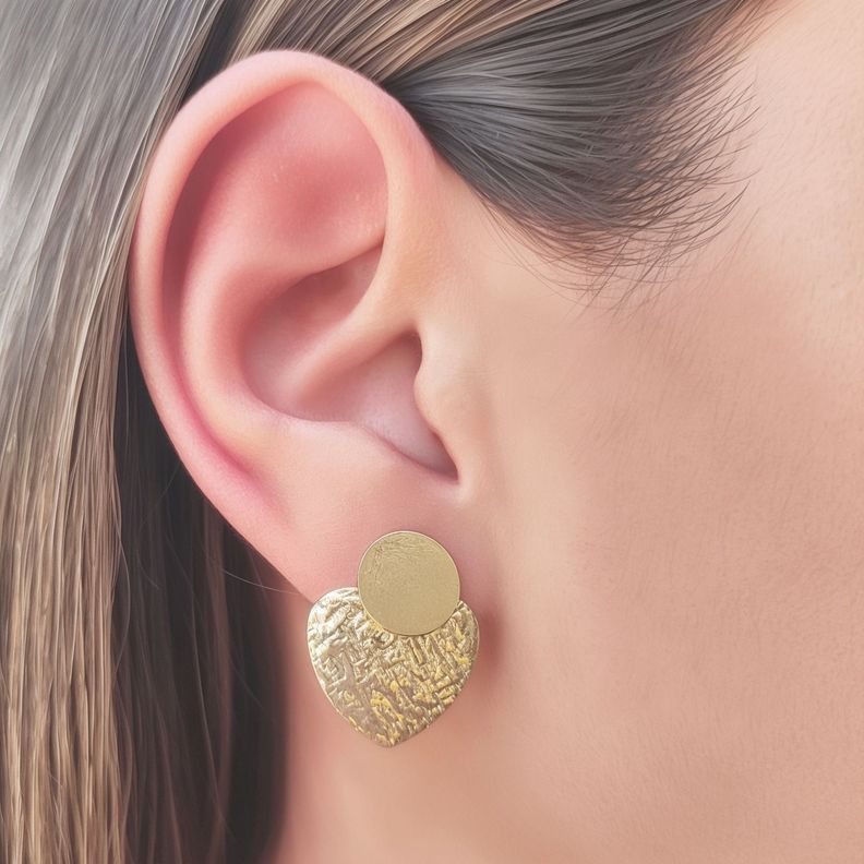 Aros Madison Corazón Martillado Enchapado Oro 18K-2