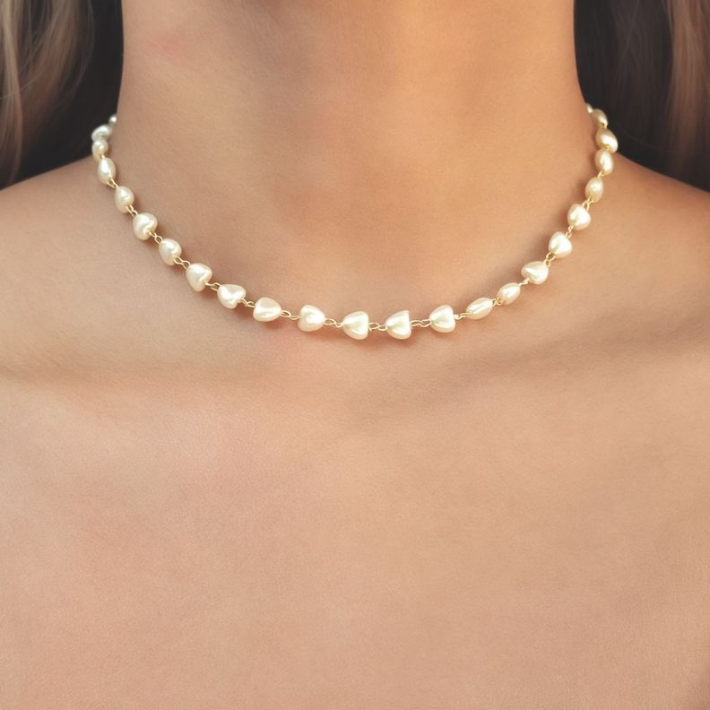 Collar Choker Hannah Perla Sintética Enchapado Oro 18K-4