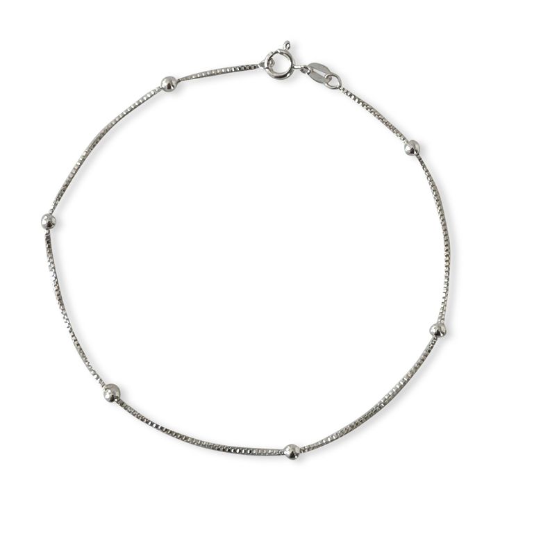 Tobillera Veneciana Bolita Plata Fina 925-0