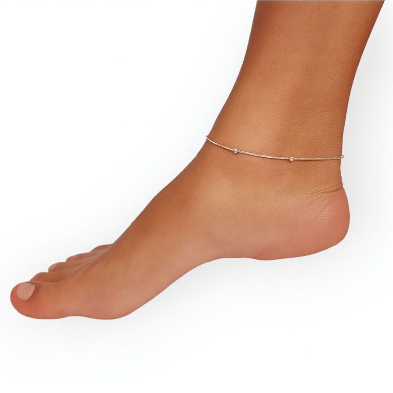 Tobillera Veneciana Bolita Plata Fina 925-2