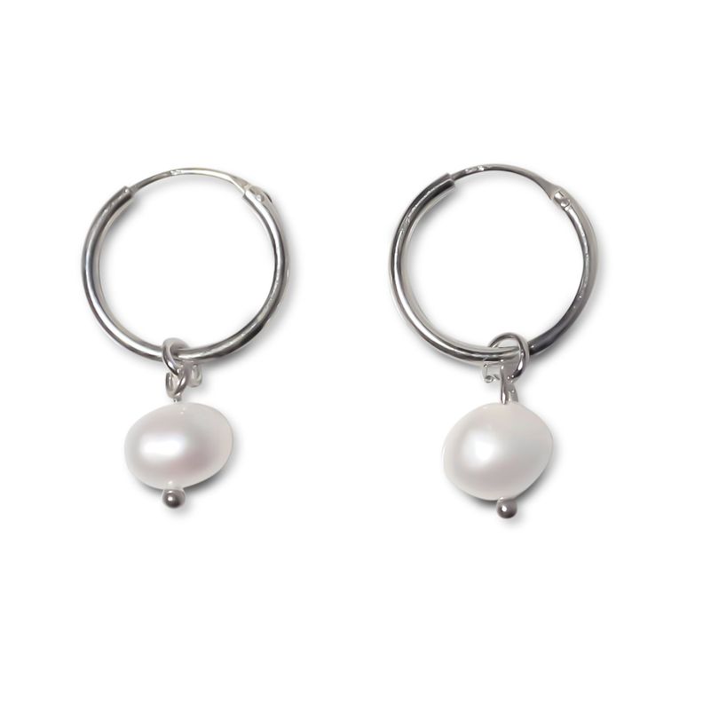 Aros argolla Perla Río Plata Fina 925-0