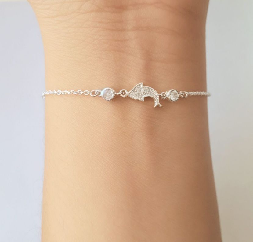 Pulsera Delfín 2 Circones Plata Fina 925-2