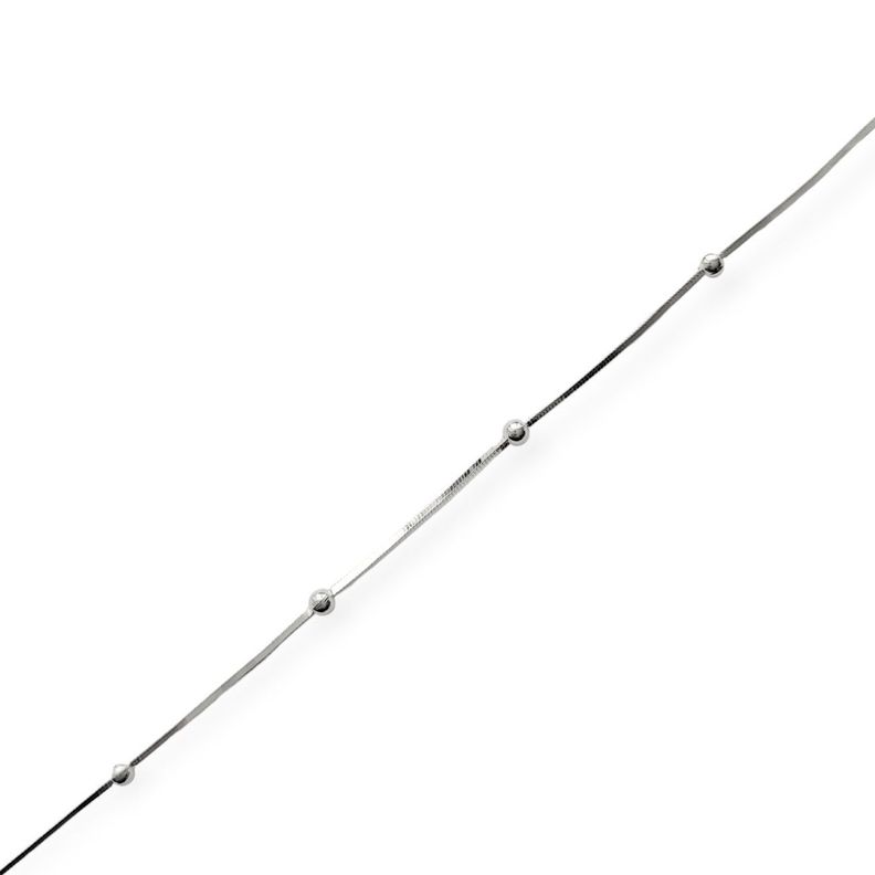 Tobillera Cola De Topo Cuadrada 8 Bolitas Plata Fina 925-1