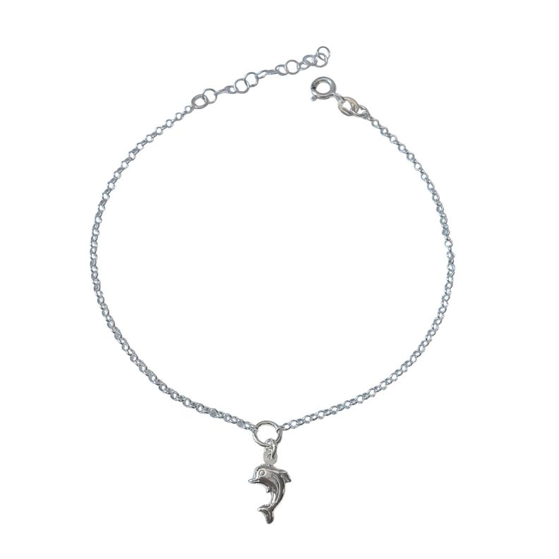 Tobillera Delfín Cadena Rolo Plata Fina 925-0