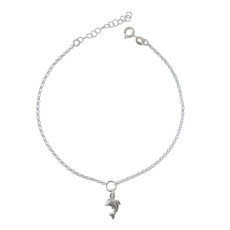 Tobillera Delfín Cadena Rolo Plata Fina 925-1