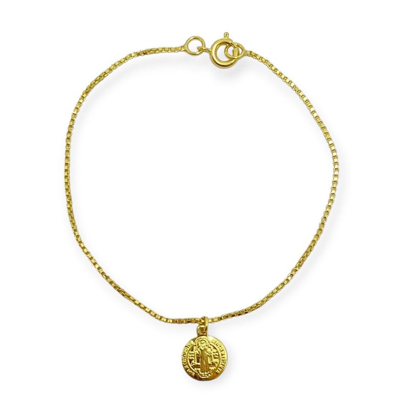 Pulsera San Benito 10mm Enchapado Oro 18K-0