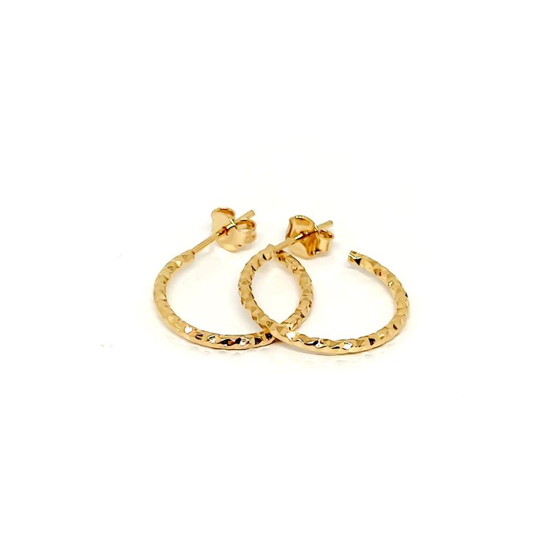 Aros Argollas Diamantada 18mm Enchapado Oro 18K-1