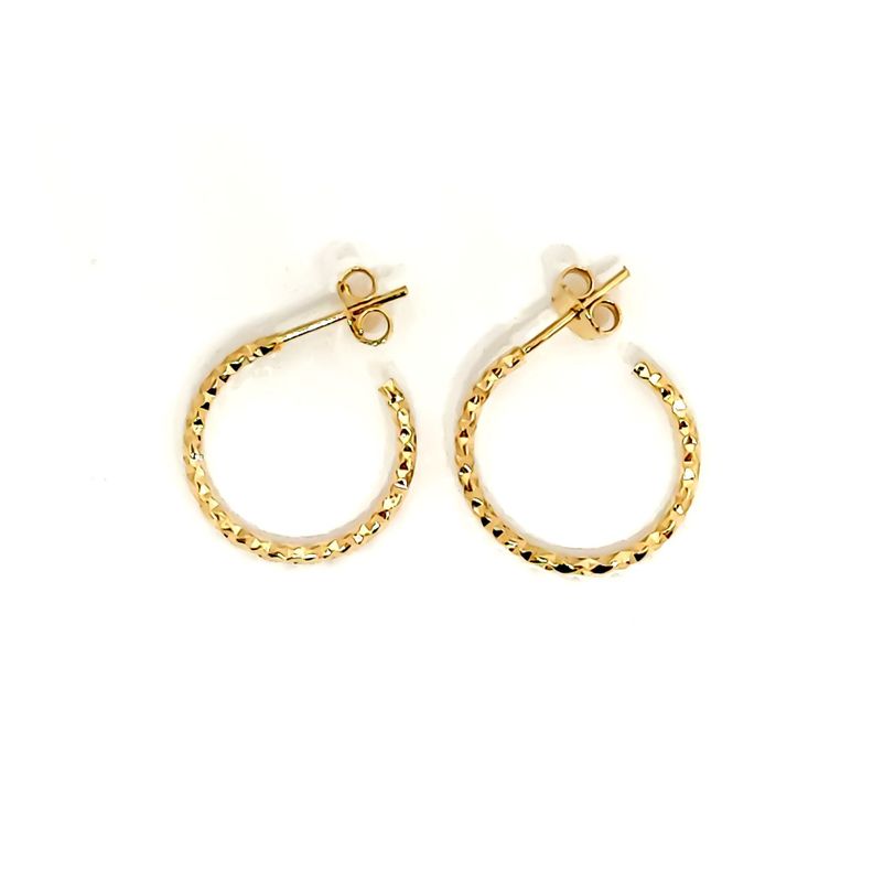Aros Argollas Diamantada 18mm Enchapado Oro 18K-0