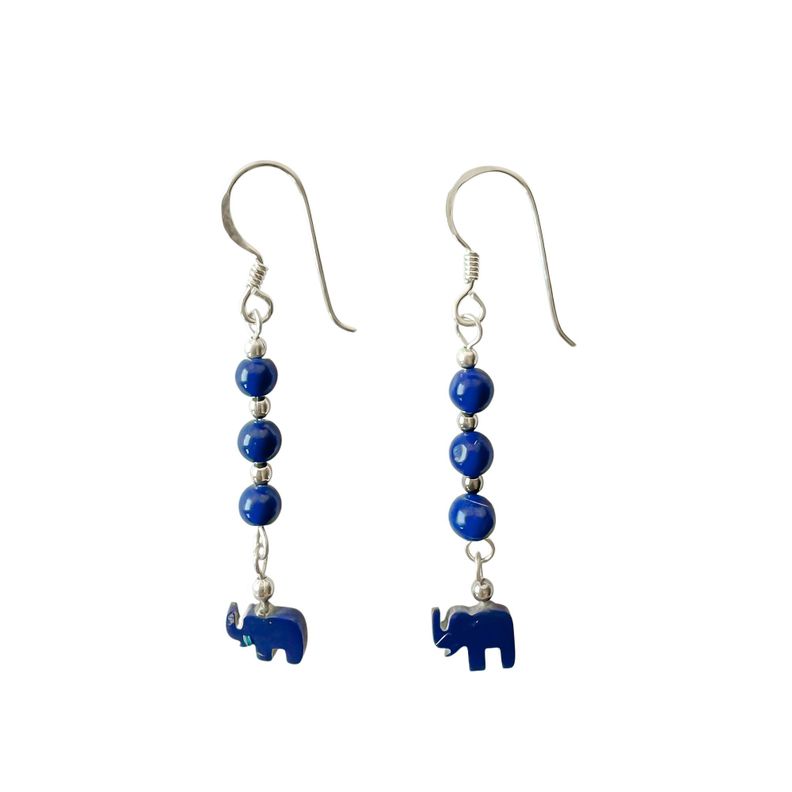 Aros Lapislázuli Elefante Mini Plata Fina 925-0