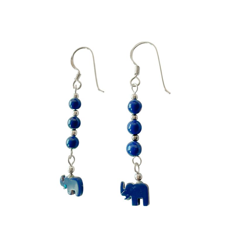 Aros Lapislázuli Elefante Mini Plata Fina 925-1