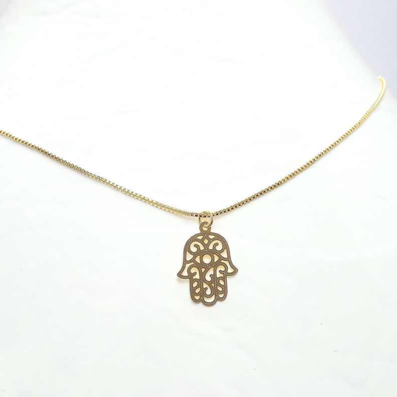 Collar Mano De Fátima Enchapado Oro 18K-1