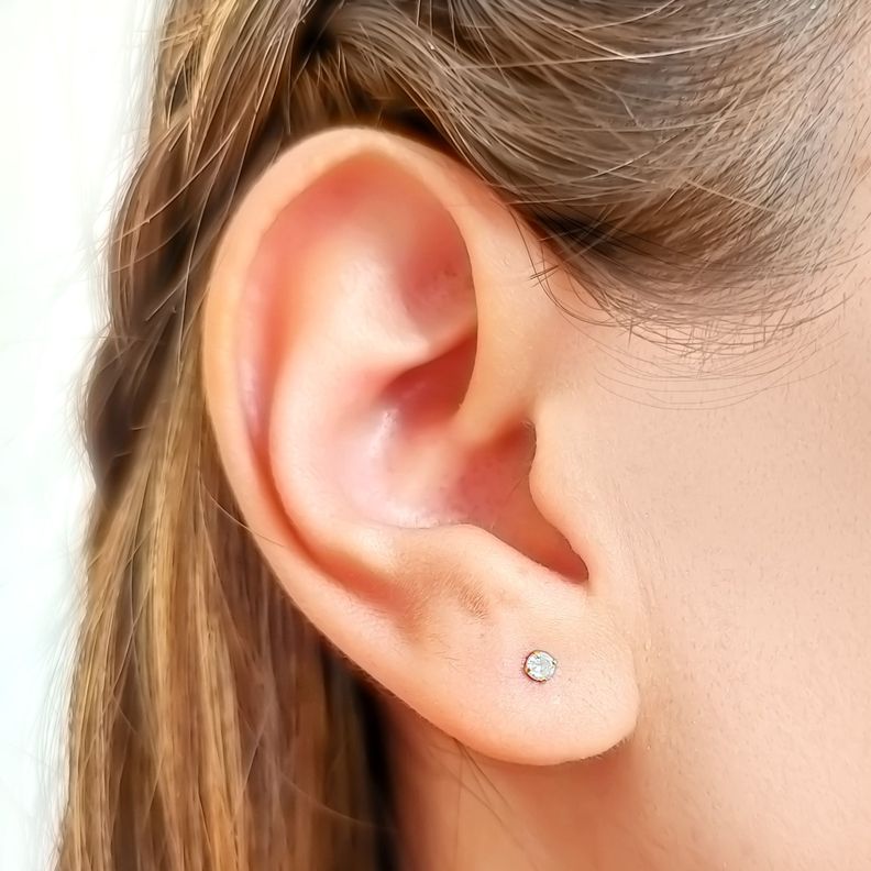 Aros Bebé Circón 3mm Enchapado Oro 18K-1