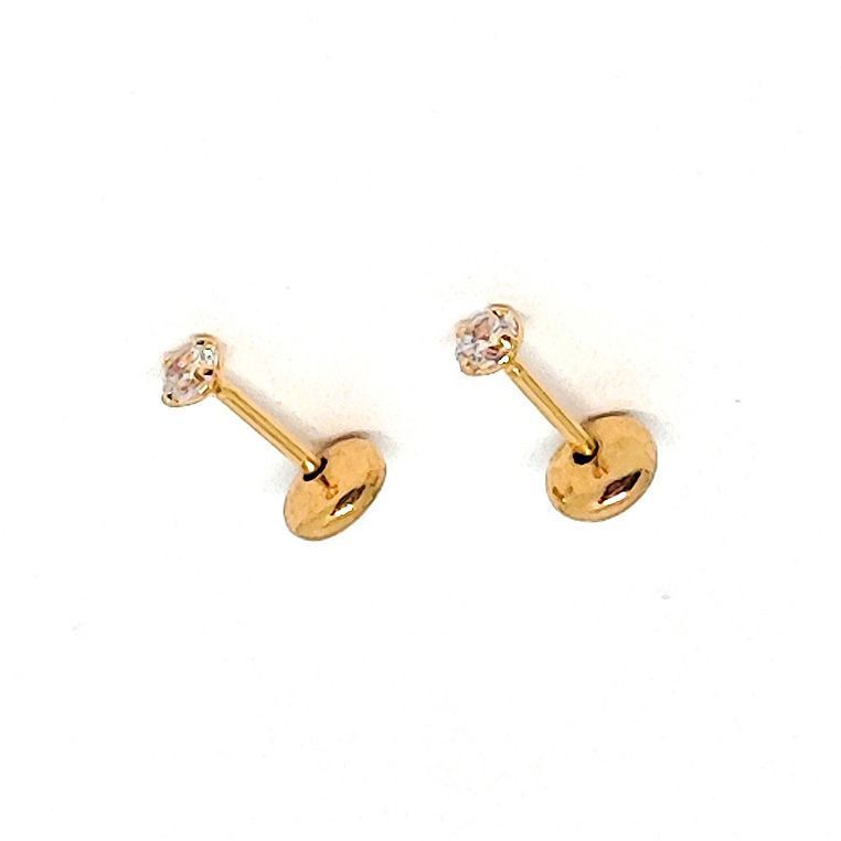 Aros Bebé Circón 3mm Enchapado Oro 18K-0