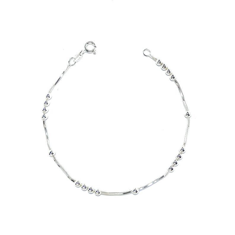 Pulsera Cola De Topo Bolitas Plata Fina 925