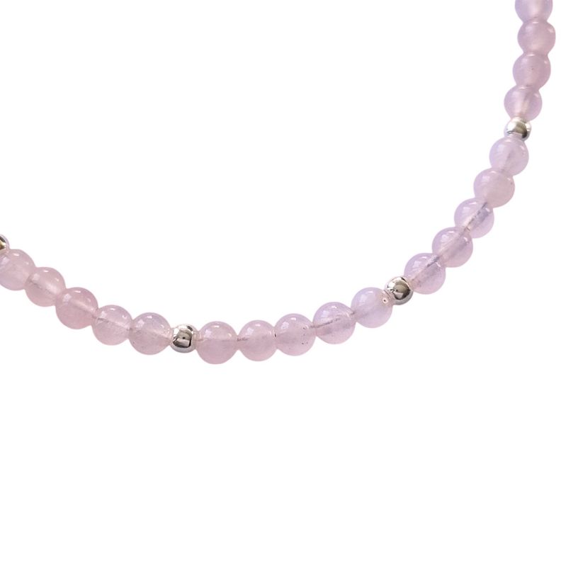 Pulsera Cuarzo Rosa 4mm Plata Fina 925-1