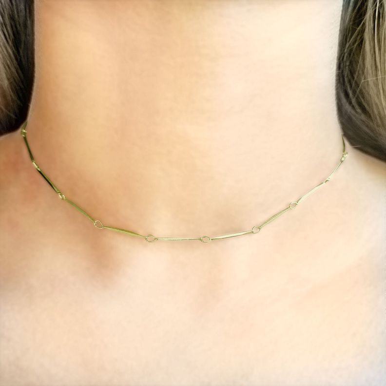 Collar Choker Palito Facetado Enchapado Oro 18K-1