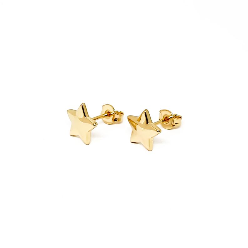 Aros Estrellas 10mm Enchapado Oro 18K Dorado